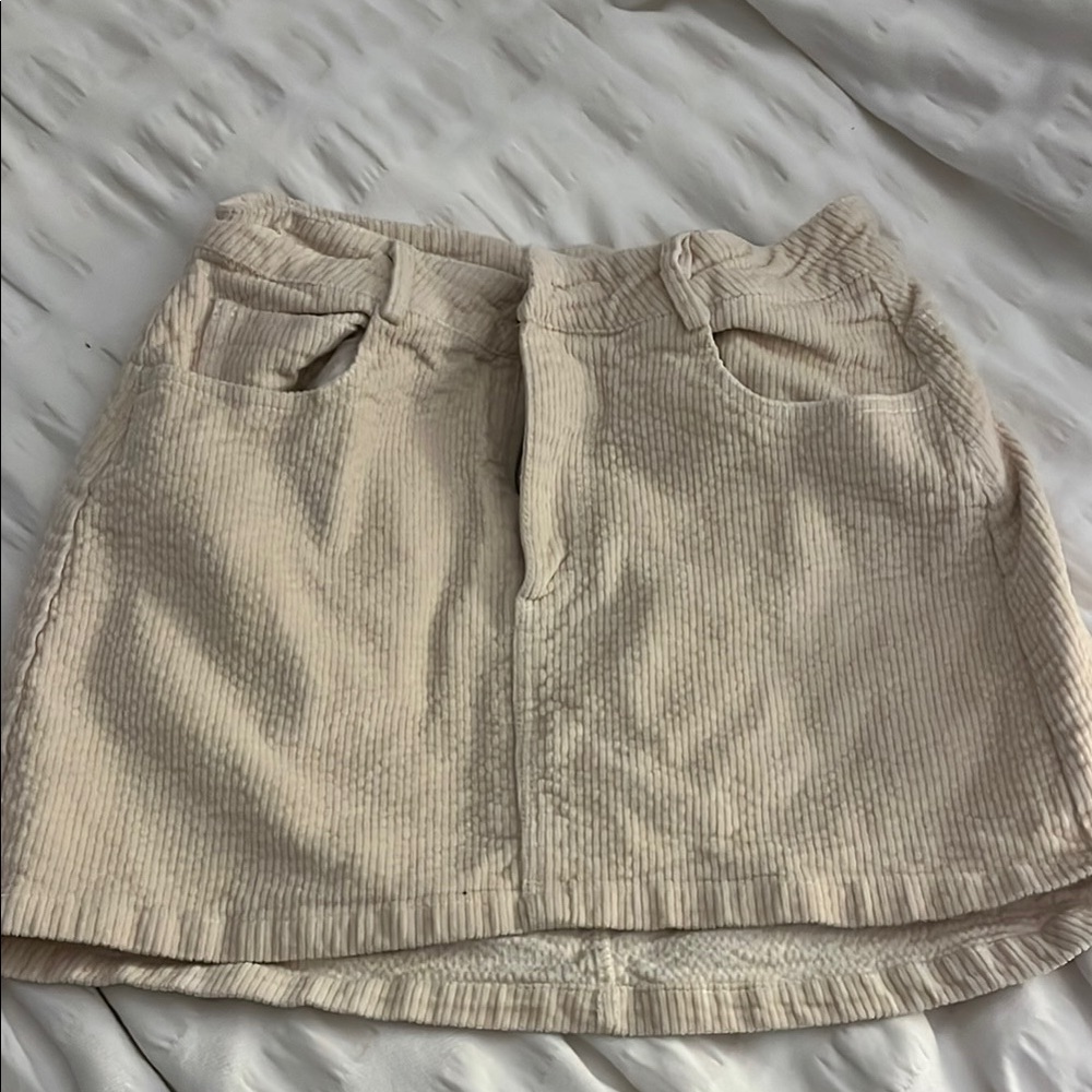 Women's Cream Corduroy Skirt